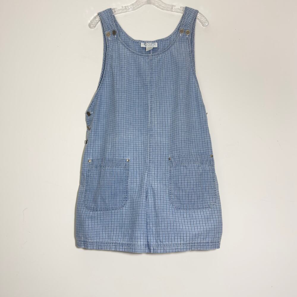 CASUAL CORNER ANNEX Vintage Y2K 90s Denim Blue Plaid Dress Jumper M Medium